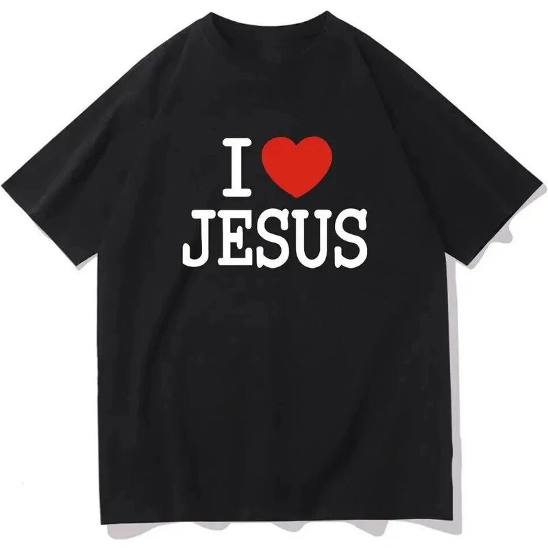 I Love Jesus Print Cotton T-Shirts Men Women Fashion Casual Short Sleeve T Shirt O-Neck Tops Y2K Haruku Unisex Tees