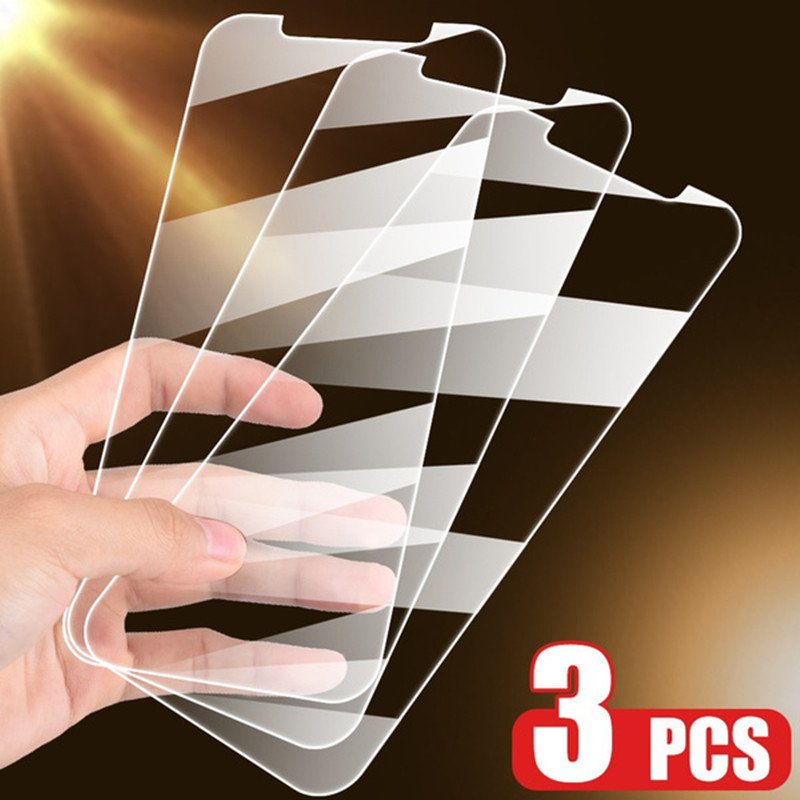 3PCS Glass Screen Protector Phone Case For IPhone 12 11 13 14 15 Pro Max XS XR X 12Mini 13Mini 8 7 Plus 13Pro