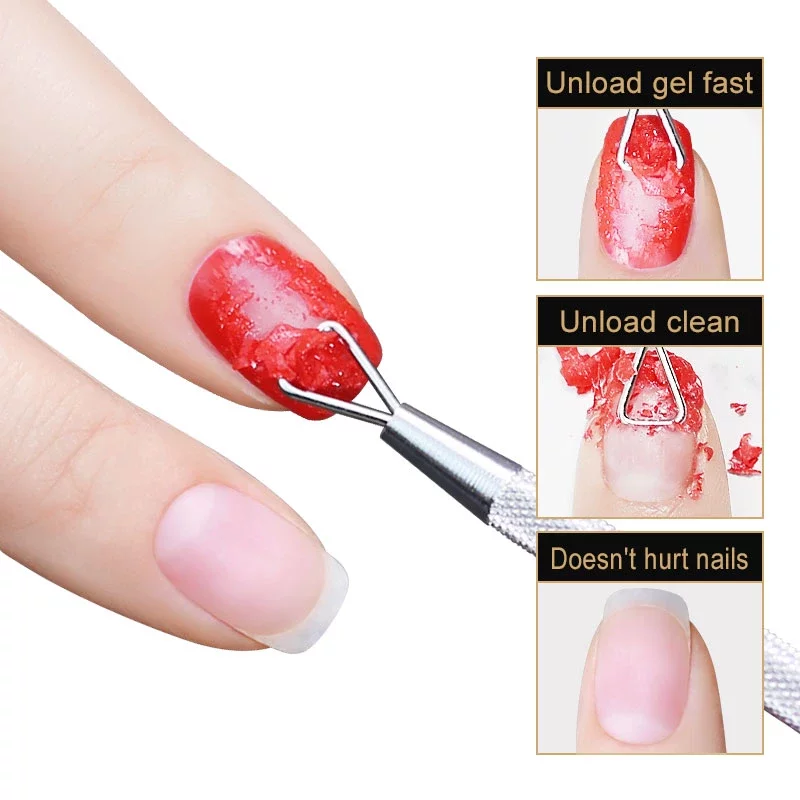 Arte Clavo 1pcs Stainless Steel UV Gel Nail Polish Remover Pedicure Manicure Care Tools Sets Cuticle Nail Pusher Nail Art Tools