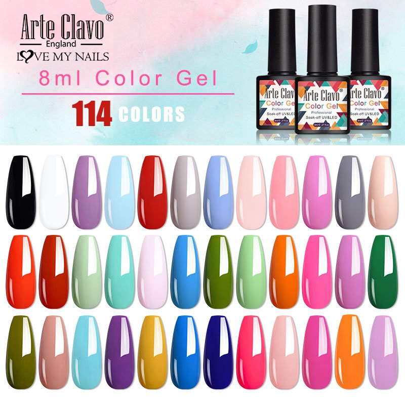 Arte Clavo Nail Gel Polish Glitter Semi Permanent Gellack Art Salon Polish Neon UV LED Varnish Hybrid Top Coat Gel