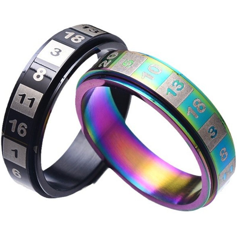 Titanium steel digital rings can rotate couple rings seven color personalized hand jewelry accessories