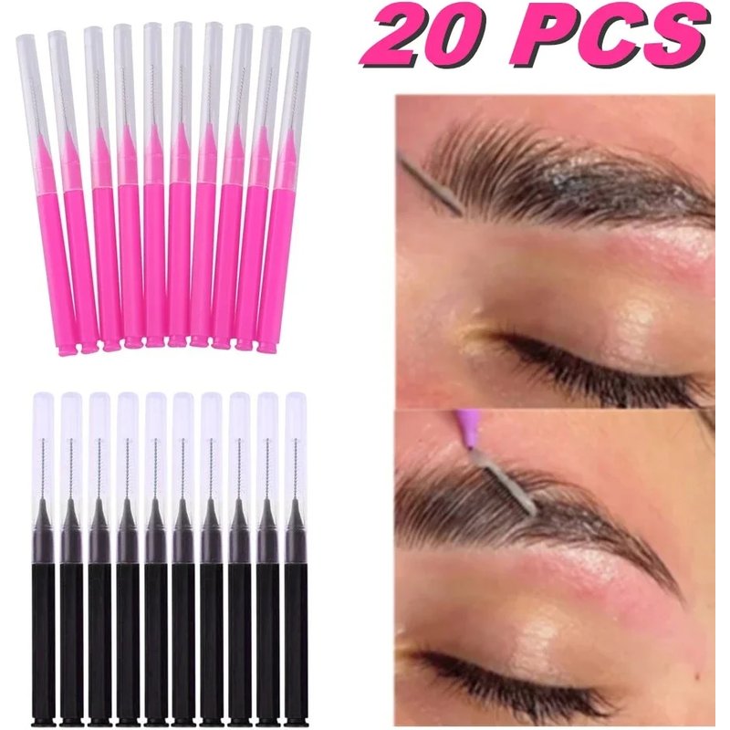 20Pcs Mini Eyebrow Brush Brow Perm Brush Disposable Brow Lifting Brushes Bendable Micro Eyelash Brush Applicators Makeup Tools