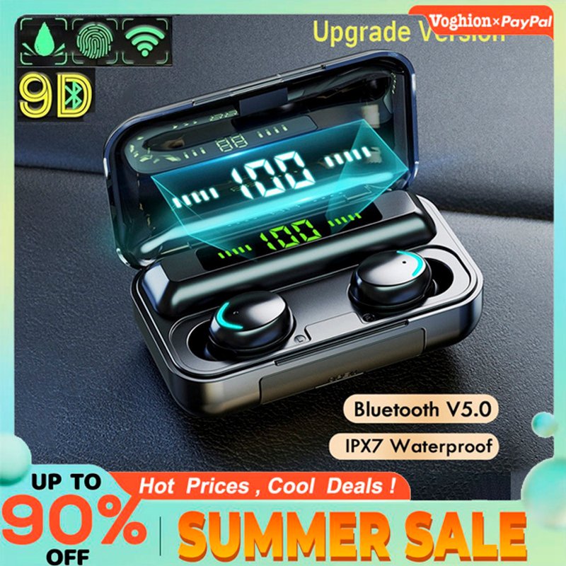 Wireless Bluetooth Headphones Tws F9-5C Earphones Digital Display Heaset Large Capacity Charging Case Waterproof Earbuds