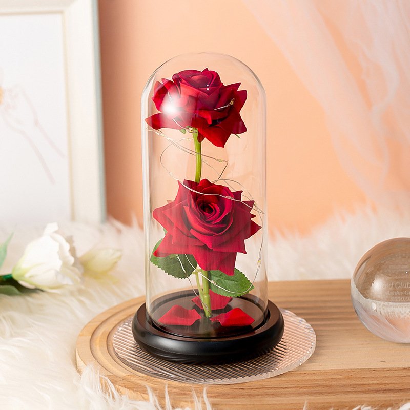 Glass Lampshade Immortal Flower Rose Glass Cover Christmas Valentine's Day Crafts Creative Gift Ornaments