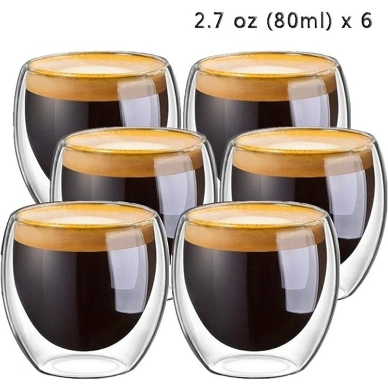 Double Wall Glass Clear Handmade Heat Resistant Tea Drink Cups Healthy Drink Mug Coffee Cups Insulated Shot Glass