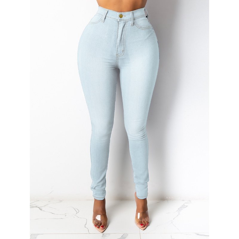 K Women's Jeans; High-waisted, Slim-fit Pencil Trousers.