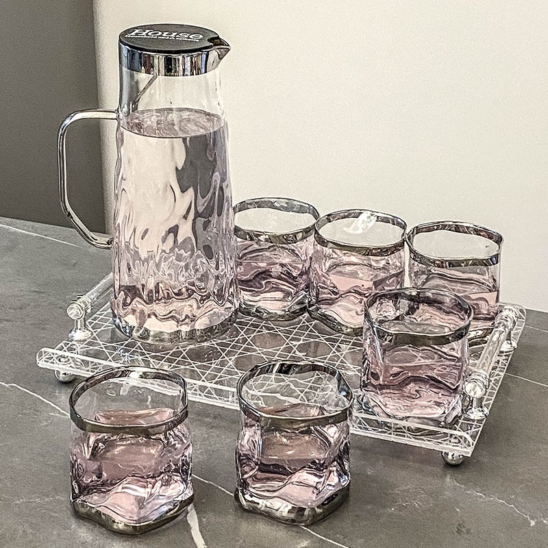 Home Furniture Water Cup Set Home Living Room Light Luxury Glass Simple Water Resistant Utensil Ins Teacup Teapot Tea Set Combination