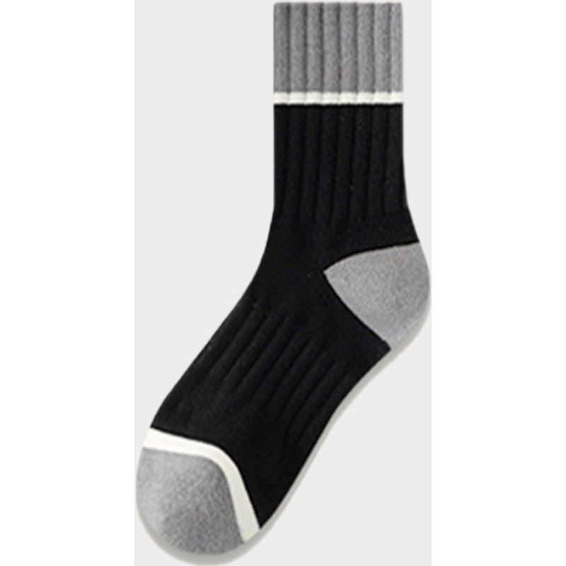 Zhuji Autumn Winter New Mid-Calf Business Men's Vertical Stripes High Elastic Non-Slip Color Block Socks Men