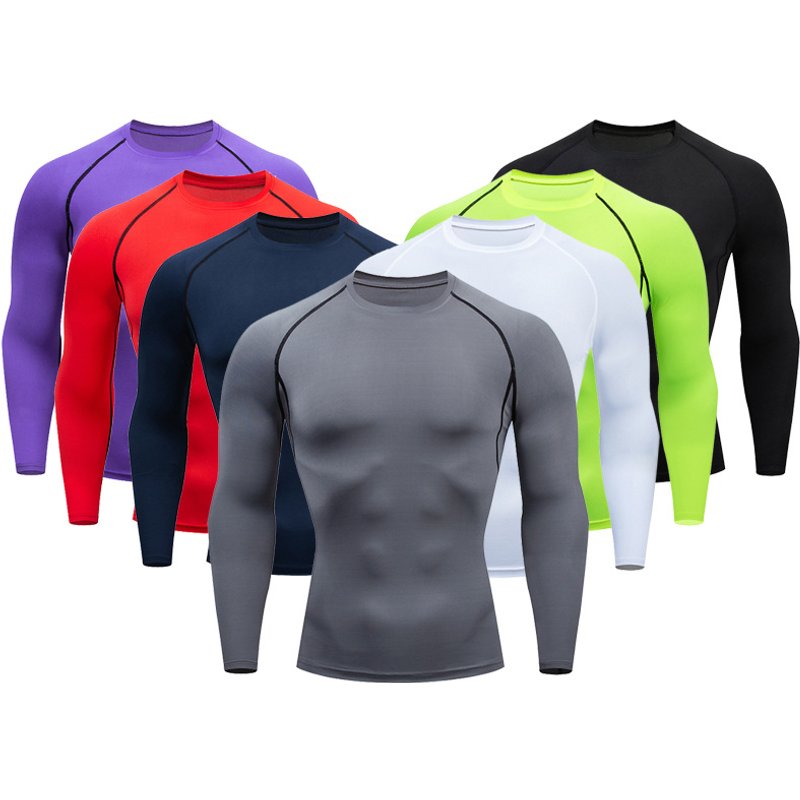 Men's Clothing for men Long sleeved running basketball sports training bottoming clothes T shirt tights high elastic quick drying compression clothes