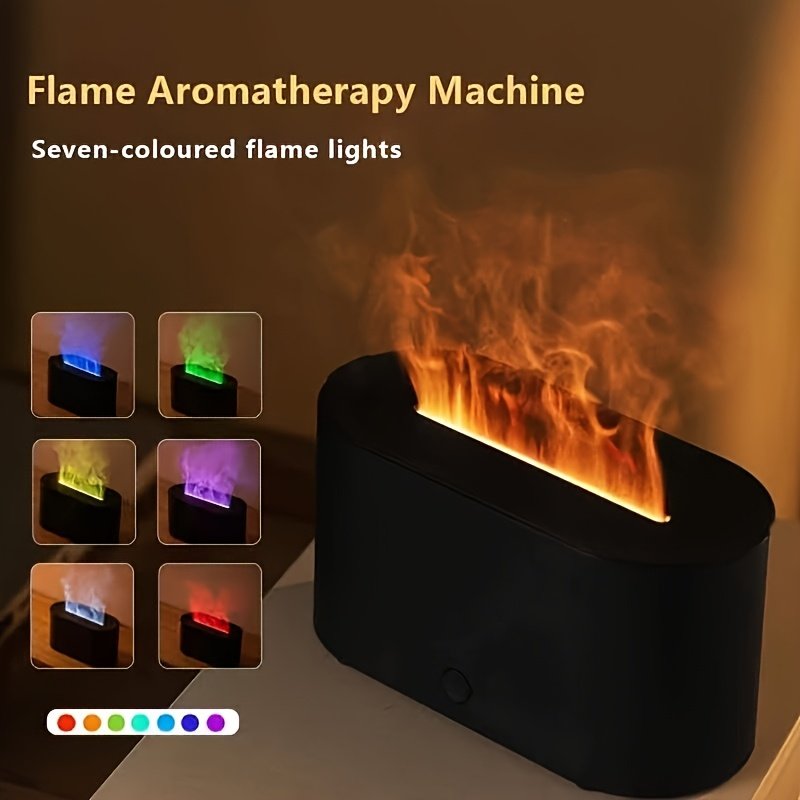 Flame Effect Aroma Diffuser With Color Changing LED, USB-Powered For Home/Office, Auto Shut-Off & Essential Oil Compatible