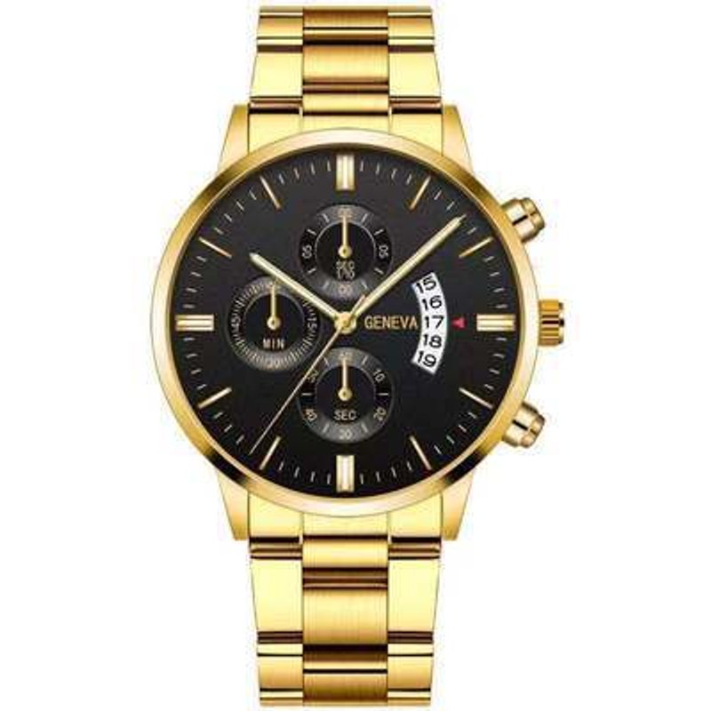 hot-selling men's watch steel belt men's watch three-eye calendar quartz alloy wrist watch