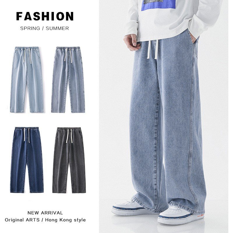 Men's Clothing for men, spring and summer style, high street, elastic waist, drawstring, retro fashion brand, spring and autumn thin style