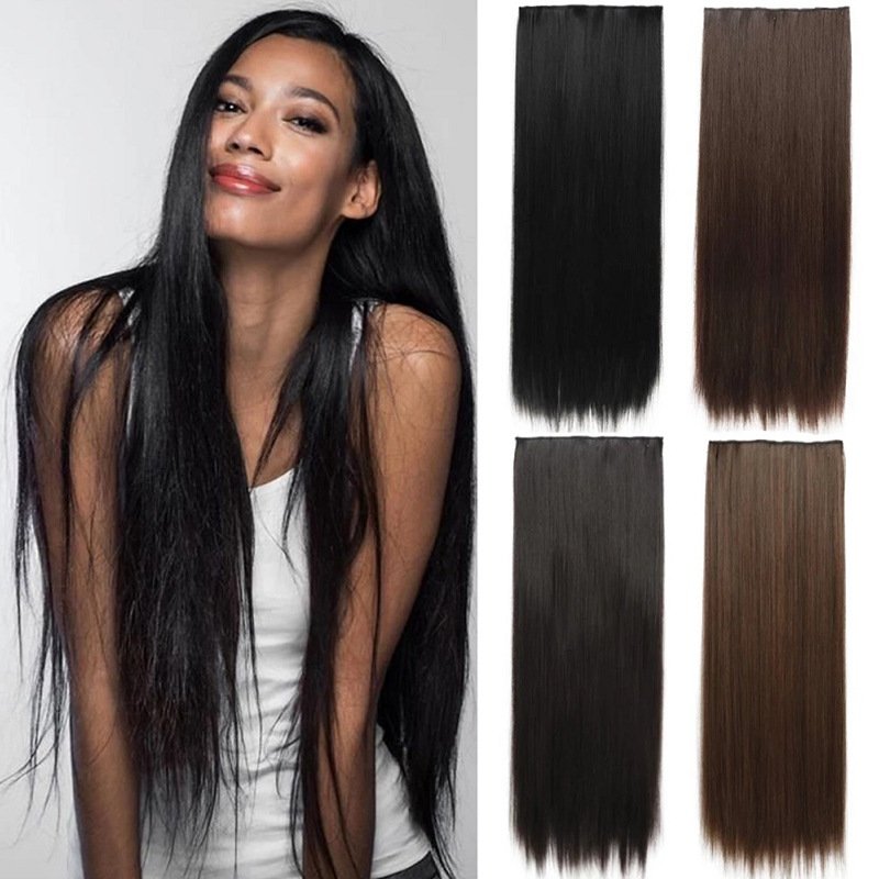 Wig straight hair extensions one piece 5 card long straight hair hair extensions seamless hair extensions foreign trade spot hair wig