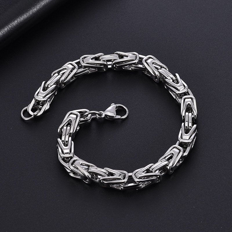 Bracelet byzantin transfrontalier européen et américain, style hip-hop, chaîne empereur en acier inoxydable, bijoux tendance pour hommes, chaîne King