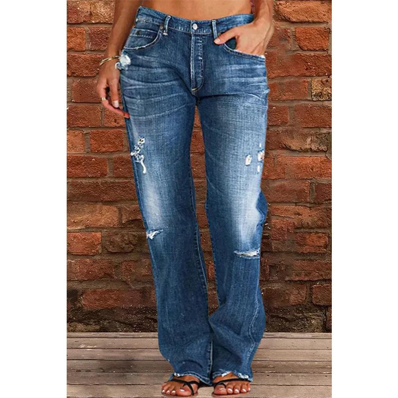 Women's Clothing Popular Women's Jeans Slim Fit Washed Bell-bottoms Women's Trousers