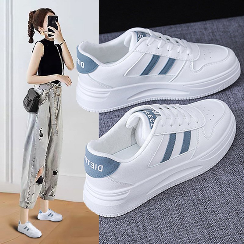 Ins Little White Student Korean Women's Trendy 2025 Spring New Thick Soled Height Increasing Breathable Casual Shoes