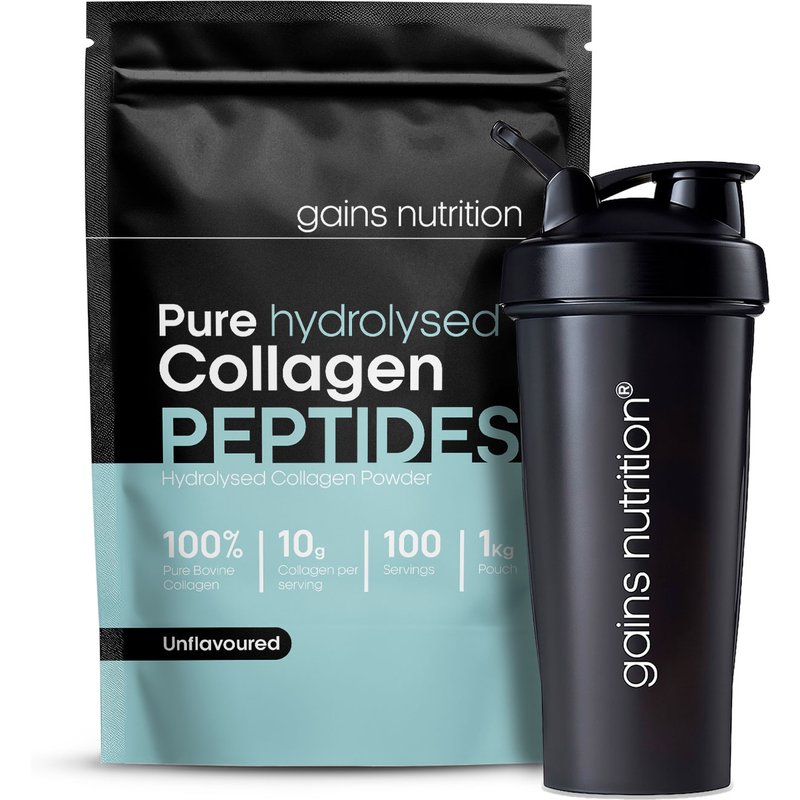 Bovine Collagen Peptides Powder | 1KG | + 600ml Shaker Black