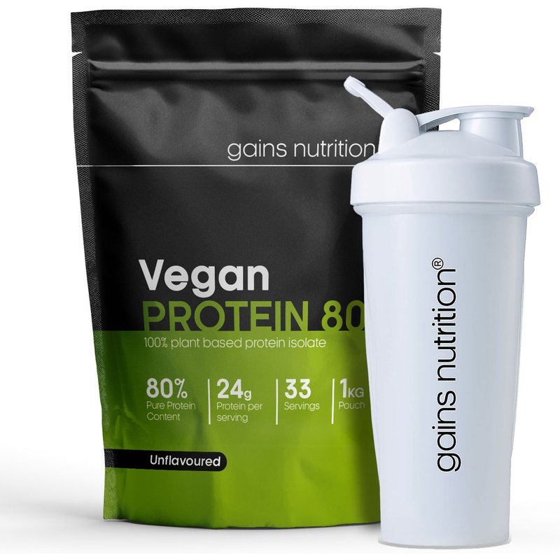 Vegan Protein 80 | 1KG Pouch | + 600ml Shaker White