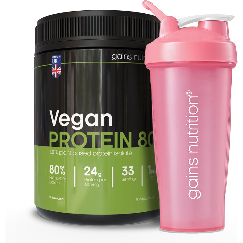 Vegan Protein 80 | 1KG Tub | + 600ml Shaker Pink