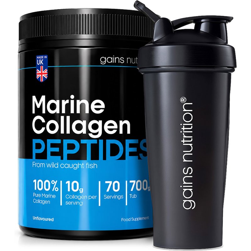 Marine Collagen Peptides Powder | 700g | + 600ml Shaker Black