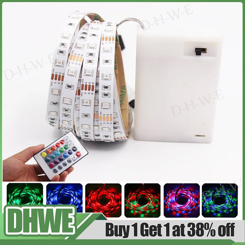 Bande lumineuse LED alimentée par batterie 2835 RGB, rétroéclairage TV, télécommande