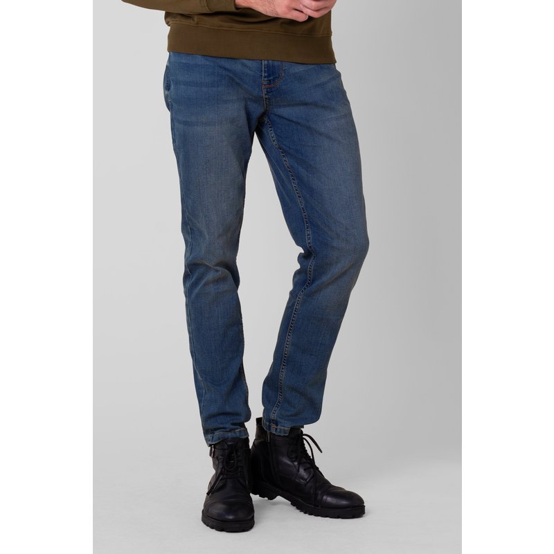 Enorsia Mens Mid Blue Vintage Slim Fit Tapared Jeans - UK 32