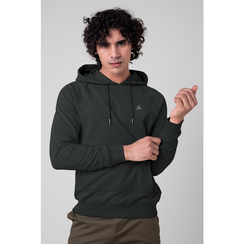 Enorsia Mens Green Flap Detail Kangaroo Pocket Hoodie - UK XL