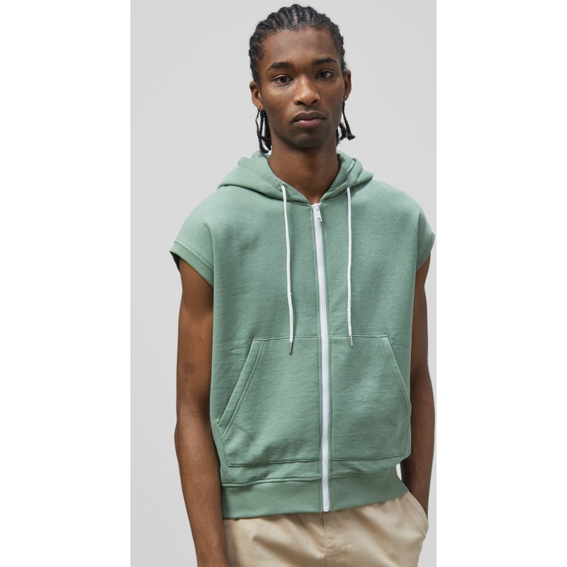 Enorsia Mens Green Zip Up Hoodie - UK XXL