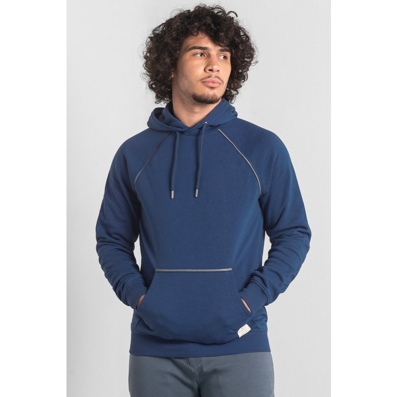 Enorsia Mens Navy Brushed Fleece Raglan Hoodie - UK XL