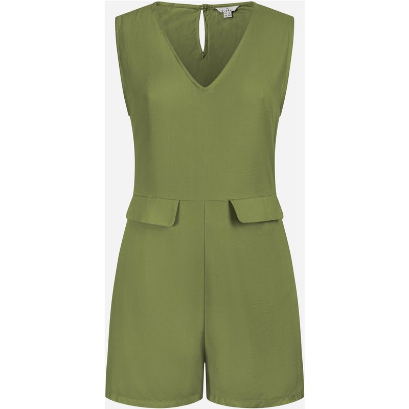 Enorsia Womens Green V-Neck Sleeveless Viscose Playsuit - UK 10