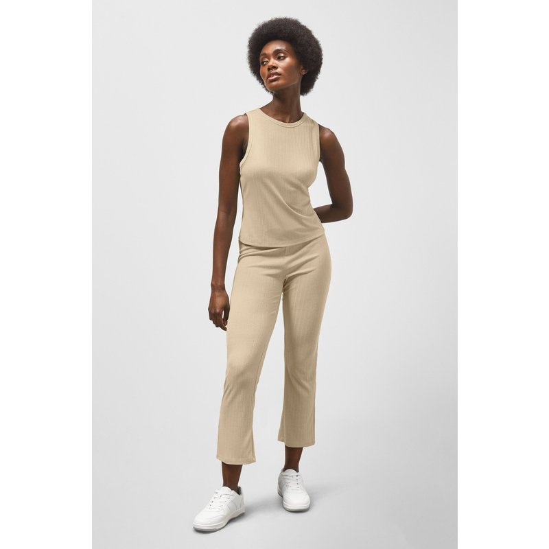 Enorsia Womens Cream Comfortable Ribbed Lounge Set - UK 8