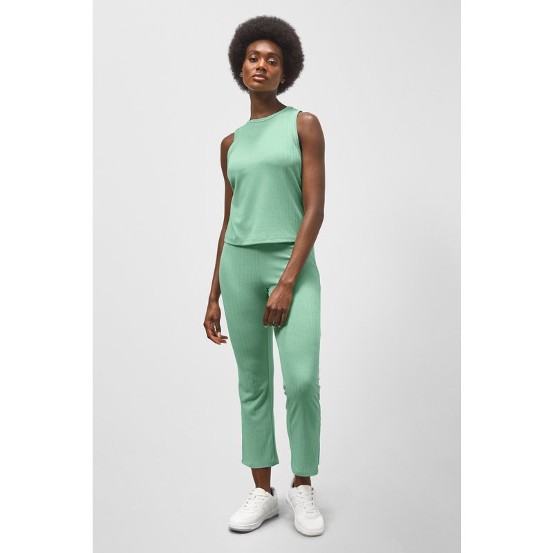 Enorsia Womens Green Comfortable Ribbed Lounge Set - UK 16