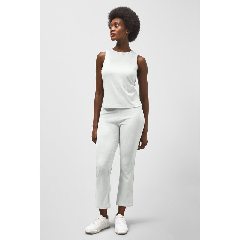 Enorsia Womens White Comfortable Ribbed Lounge Set - UK 8