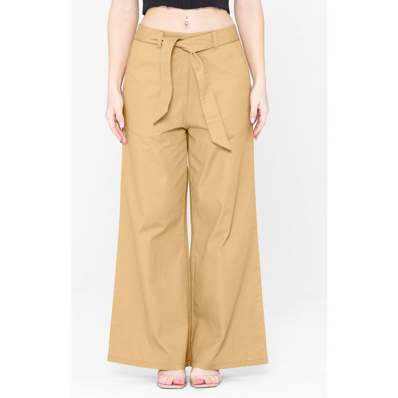 Enorsia Womens Yellow Comfort Stretch Wide Leg Trousers - UK 18
