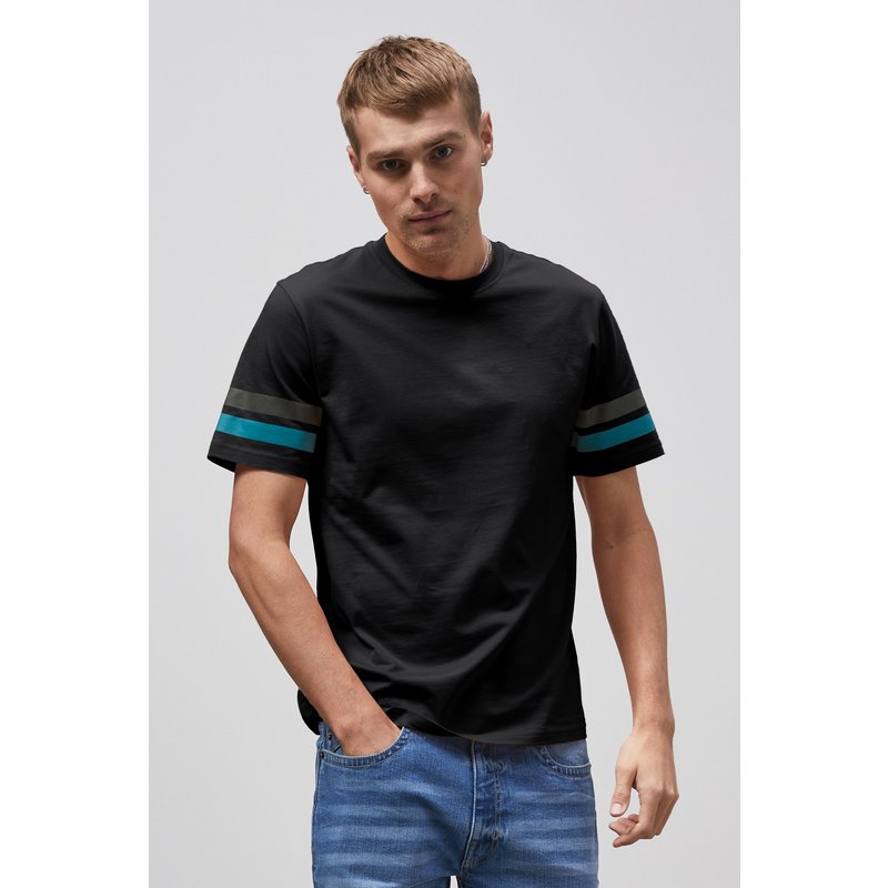Enorsia Mens Black Printed Sleeve T-Shirt - UK M