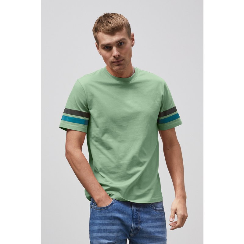 Enorsia Mens Green Printed Sleeve T-Shirt - UK S