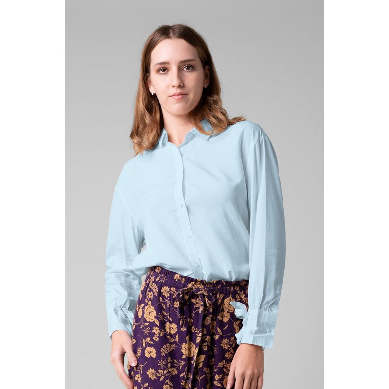Enorsia Womens Blue Tie-Cuff LS Viscose Shirt - UK 8