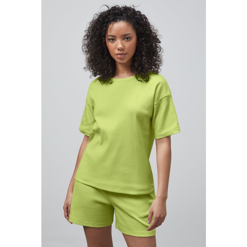 Enorsia Womens Green Ribbed T-Shirt & Shorts Set - UK 18