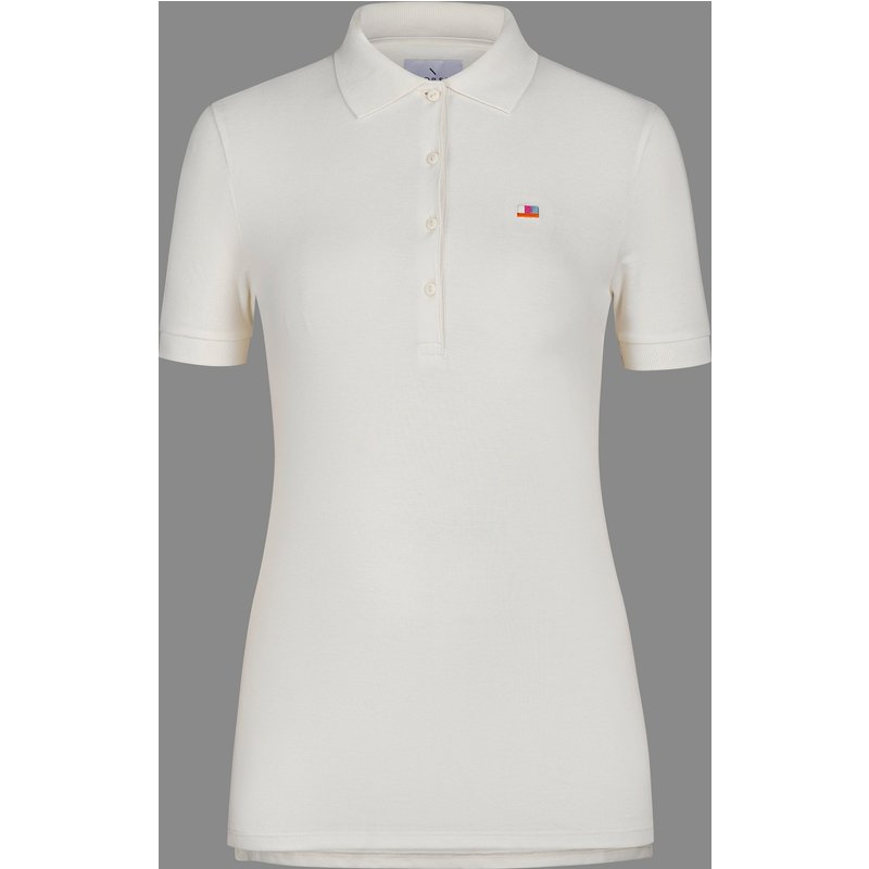 Enorsia Womens Ivory Short Sleeve Cotton Pique Polo - UK 8