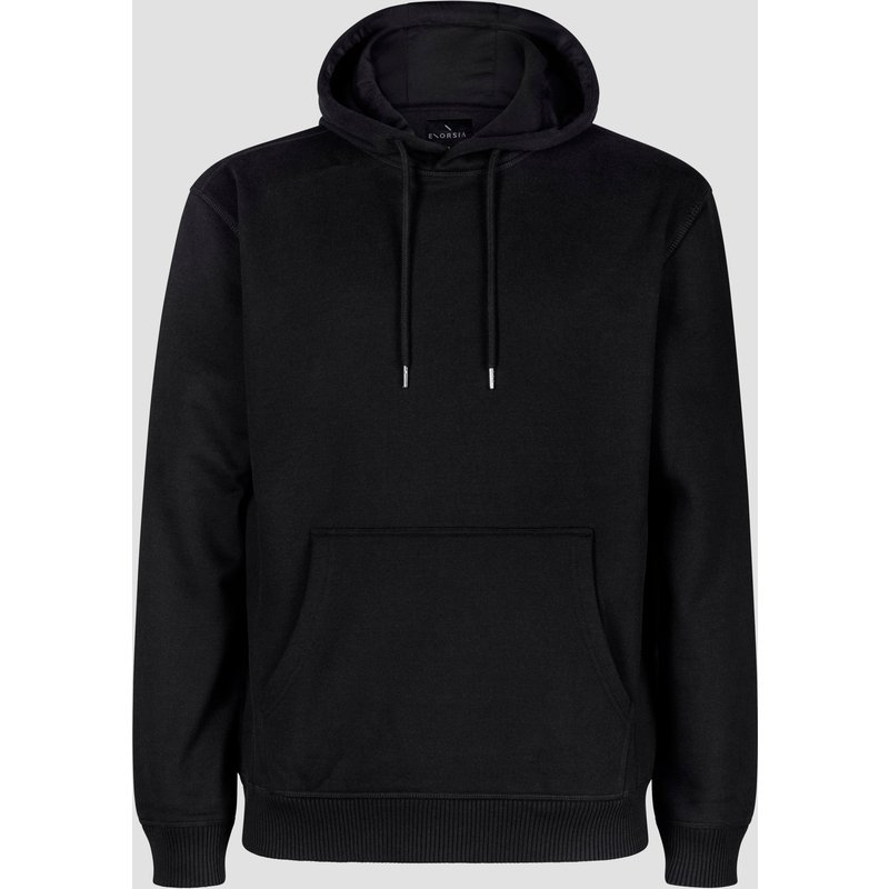 Enorsia Mens Black Regular Fit Heavyweight Jersey Hoodies - UK L