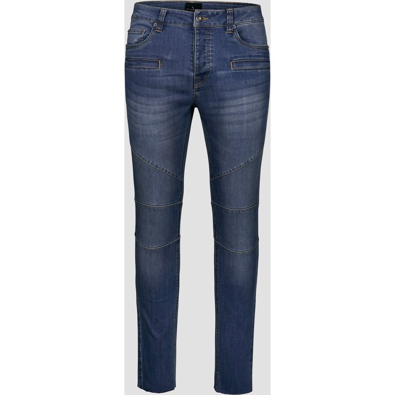Enorsia Mens Mid Blue ’s Skinny Fit Biker Jeans - UK 30