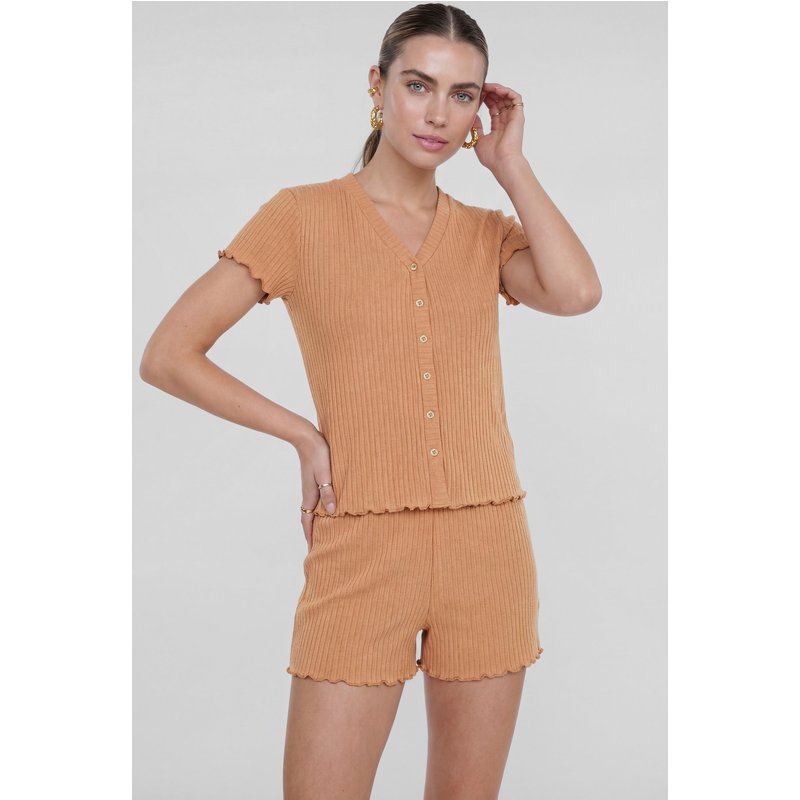 Enorsia Womens Brown Deep V-Neck Lounge Set - UK 10