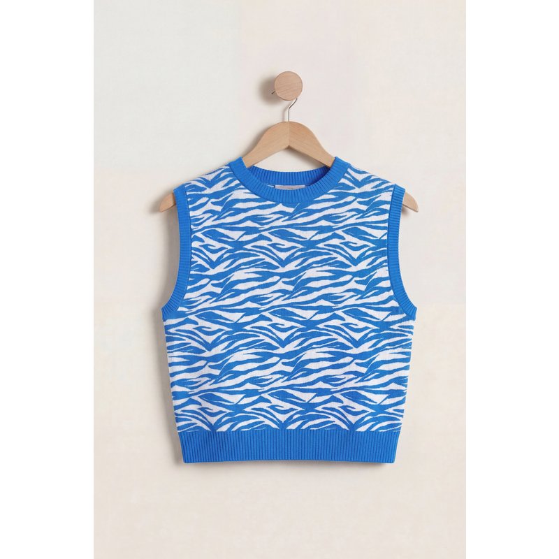 Enorsia Womens Blue Ribbed Vest Top - UK 18