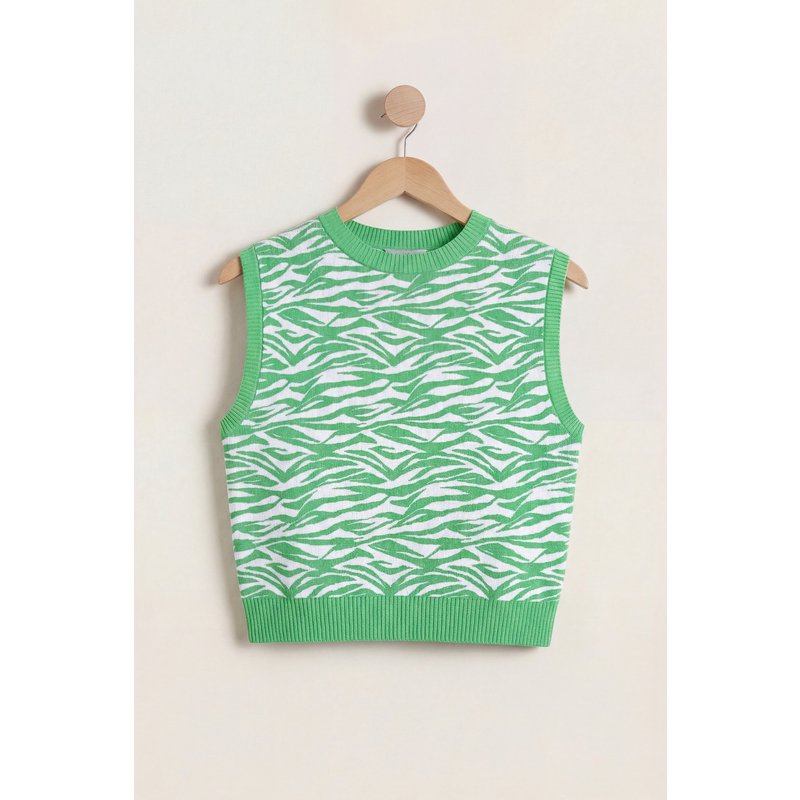 Enorsia Womens Green Ribbed Vest Top - UK 16