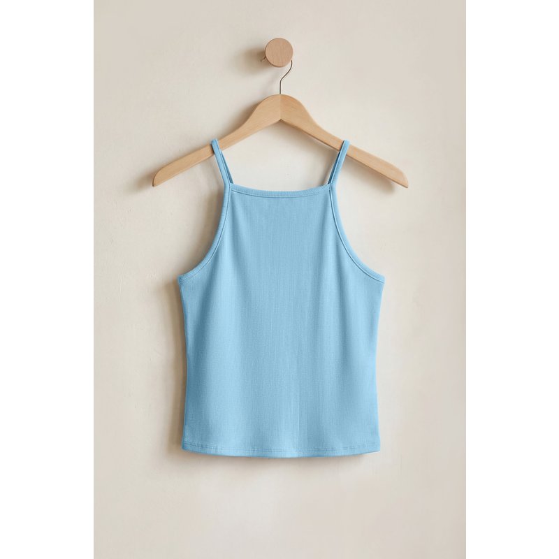 Enorsia Womens Blue Square Neck Ribbed Vest - UK 10