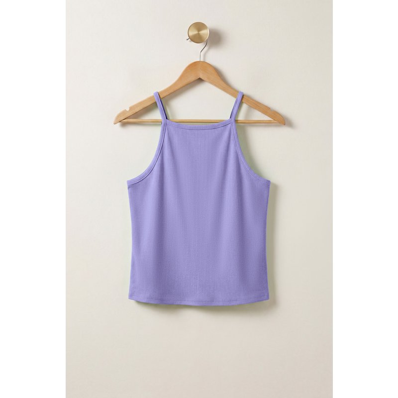Enorsia Womens Purple Square Neck Ribbed Vest - UK 10