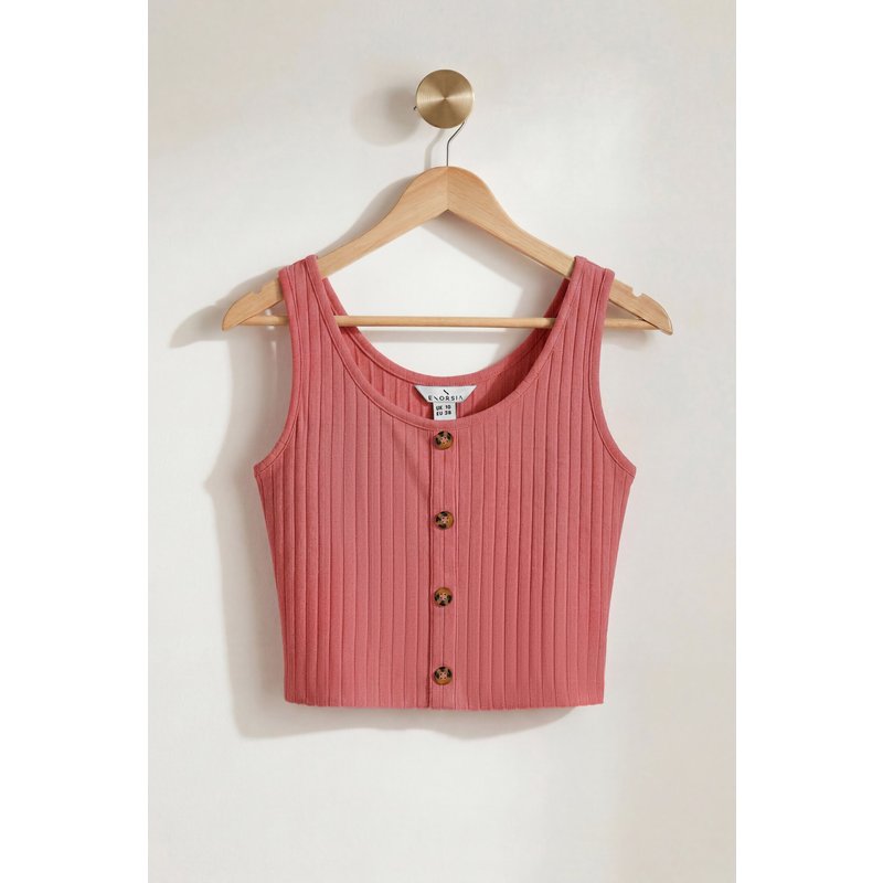Enorsia Womens Red Button Through Vest Top - UK 18