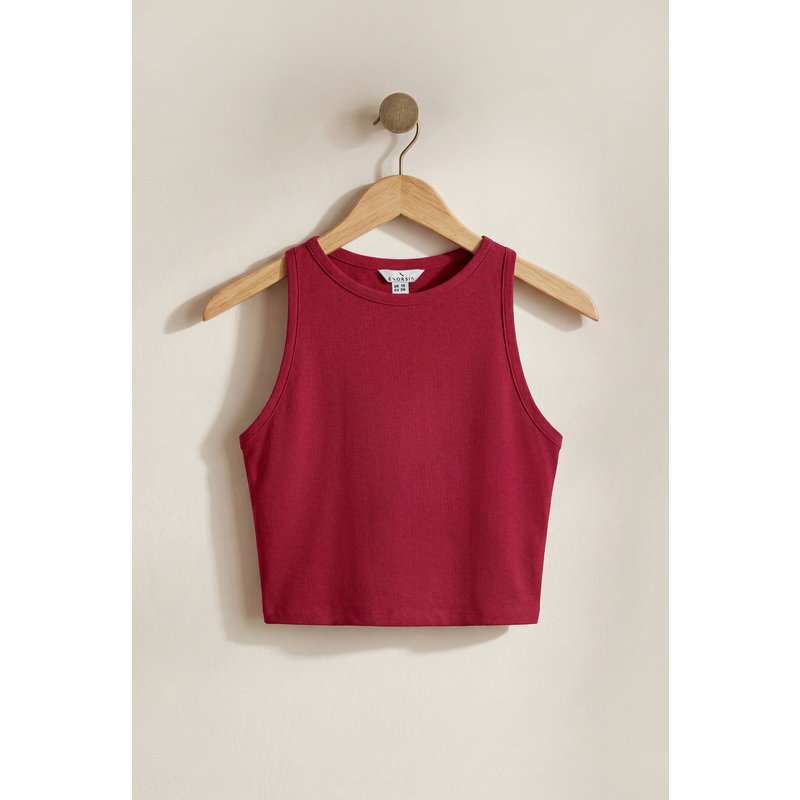 Enorsia Womens Red Super Soft Cropped Tank Top - UK 18