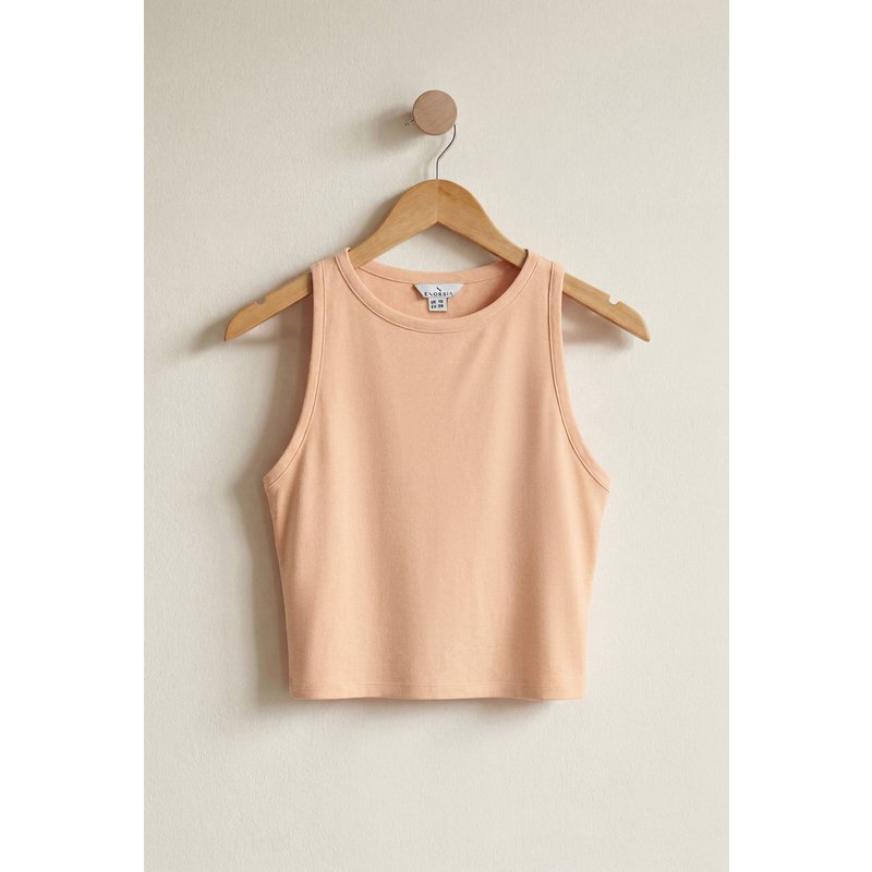 Enorsia Womens Nude Super Soft Cropped Tank Top - UK 18