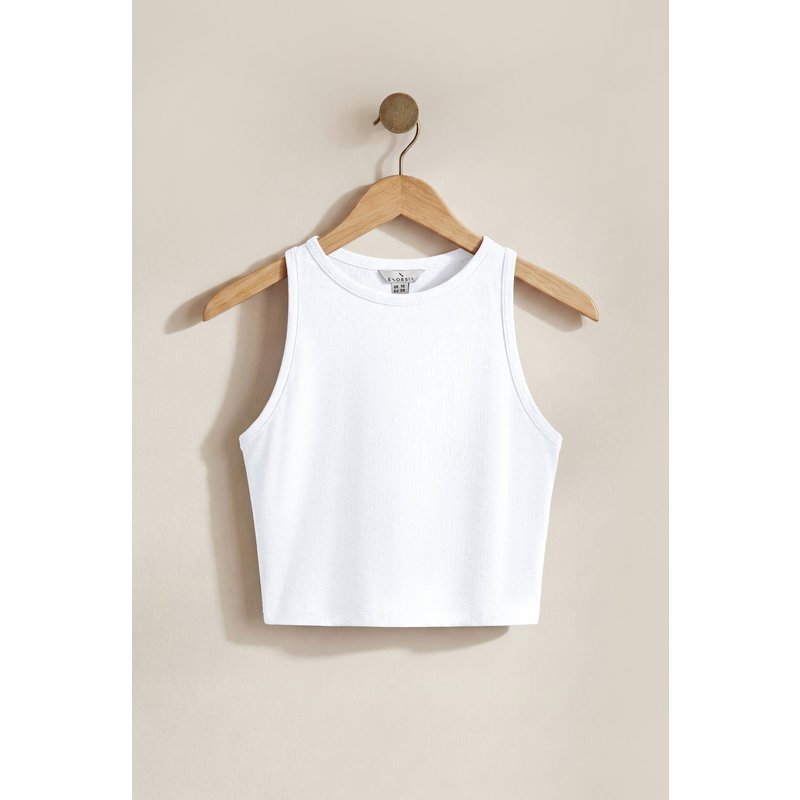 Enorsia Womens White Super Soft Cropped Tank Top - UK 14